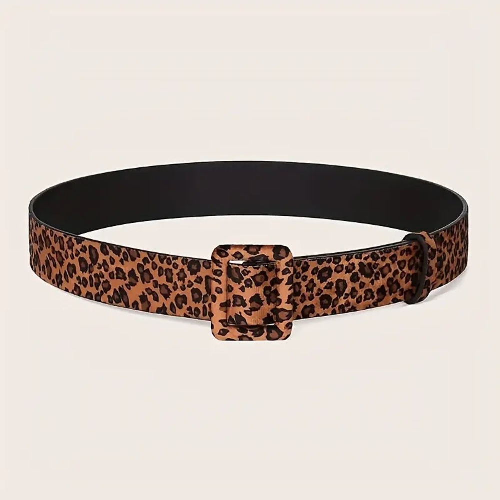 Plus Size Leopard Print Belt Faux Leather Decorative Wide Waistband